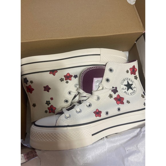 Converse Chuck Taylor All Star Lift Hi Floral Egret Red A15463C Womens 8 - Picture 8 of 8